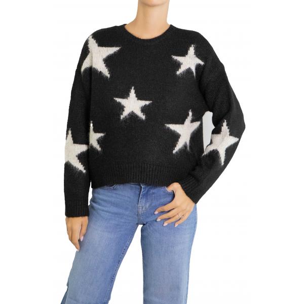 Maglione  girocollo con stelle bicolore Only